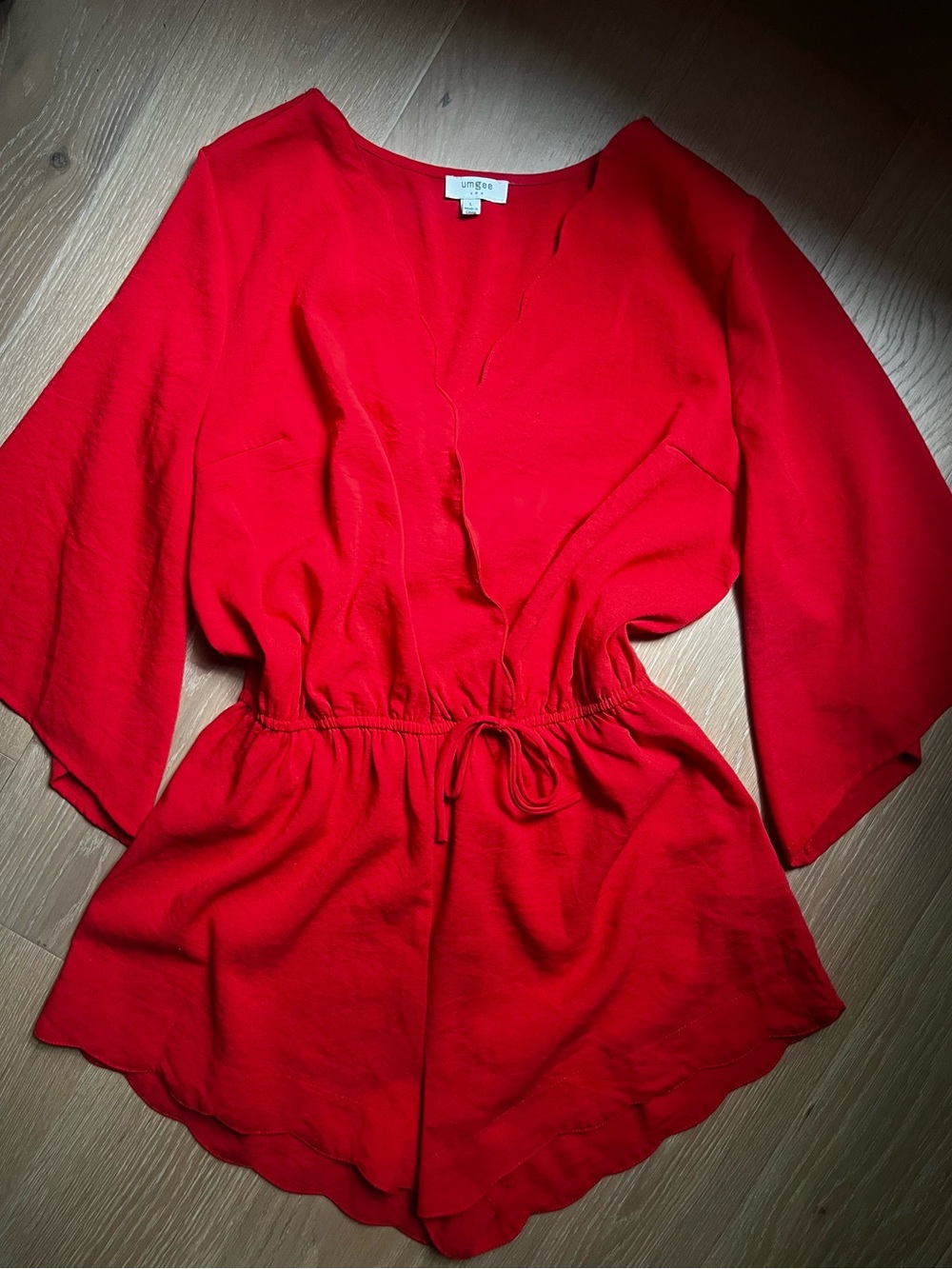 Umgee Red V-Neck Drawstring Romper